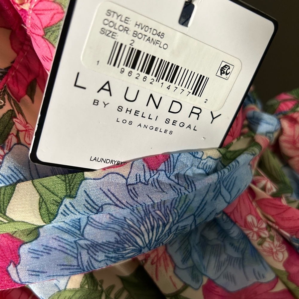 NWT LAUNDRY BY SHELLI SEGAL Ruffled Botanical Floral Wrap Dress Size 2 - Picture 8 of 9